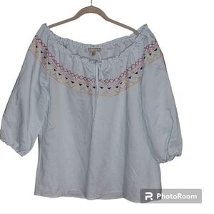 NWT* Appraisal Woman* Embroidered Boho Blouse* S Spray Gray* Sz 2X